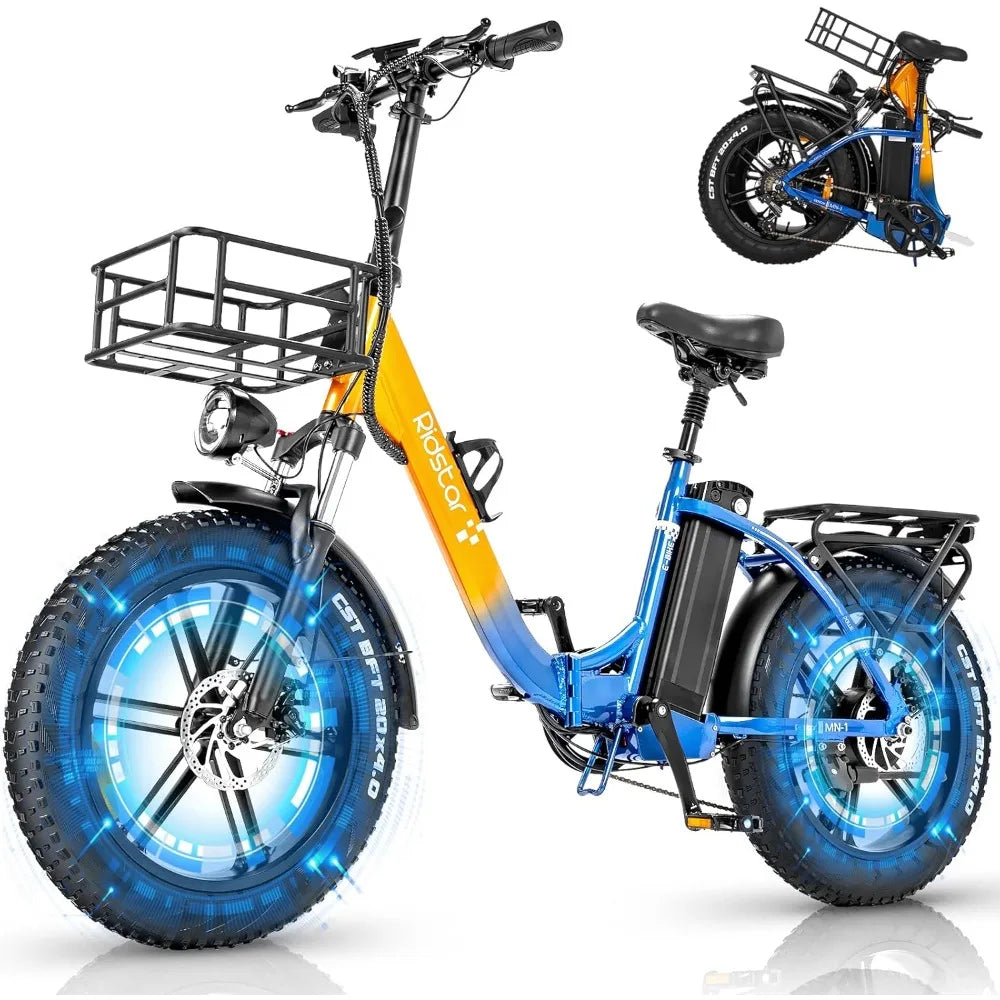 VoltCruise 1000W/1500W Electric Folding Bike – 48V Removable Battery, 30 MPH, 20''/26'' Fat Tires, 7-Speed AXSSIBLZ