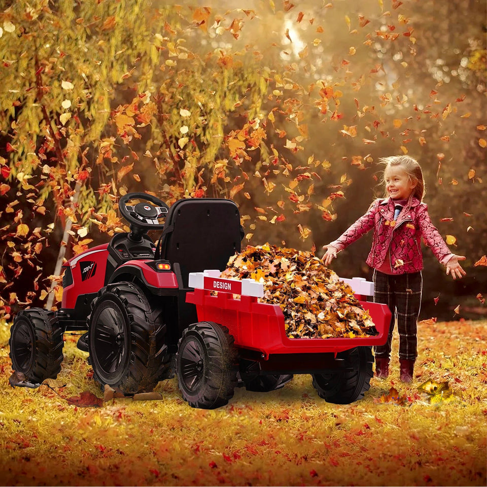 3 in 1 Ride on Tractor, Excavator & Bulldozer, 24V Electric Vehicle w/Trailer Remote Control Kids Ride on Car Toy AXSSIBLZ