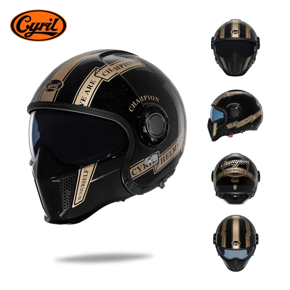 Motorcycle Helmet Full Face Open Face Helmet Modular Helmets Double Lens Quick Release Buckle Men Women CYRIL OP12A Cascos Moto AXSSIBLZ