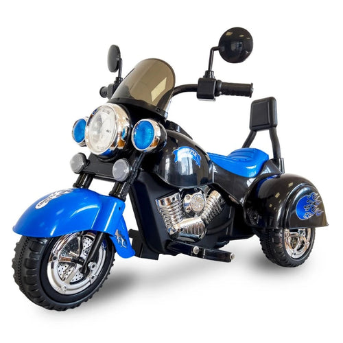 Kids Ride on Motorcycle Toy,3-Wheel Chopper Motorbike,Blue 6V Battery Powered Riding on Electric Harley Motorcycle. AXSSIBLZ