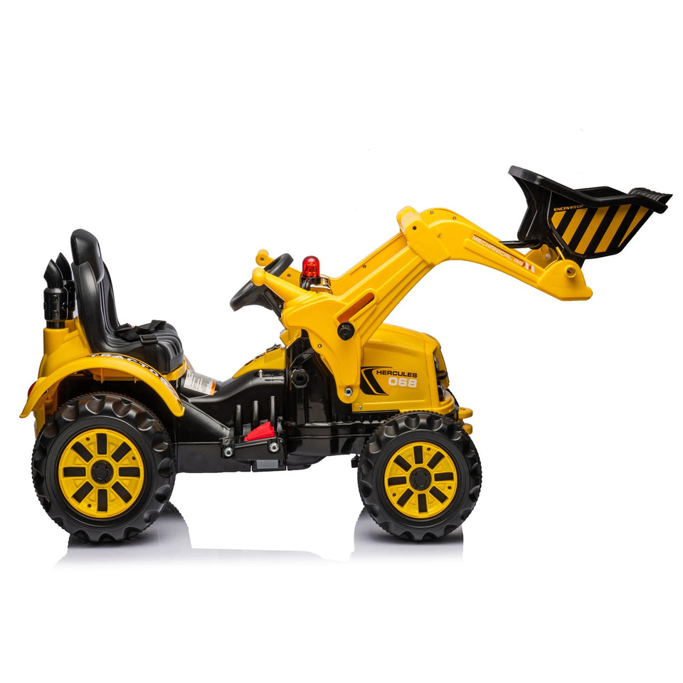 12V Ride On Excavator 2 Speeds Battery Powered Construction Vehicles Front Loader Ride On Car With Horn Safety Belt For Kids AXSSIBLZ