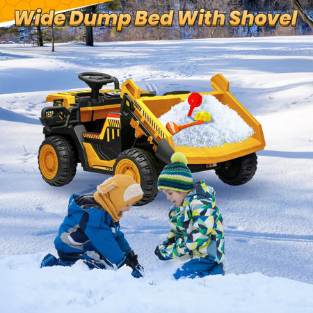 24V Ride on Toys w/Remote Control, 2 Seater 400W Ride on Dump Truck, Electric Powered Ride on w/Dump Bed, 3 Speeds, Shovel, Blue AXSSIBLZ