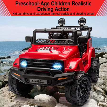 12V Kids Ride On Truck with Remote Control Spring Suspension Bluetooth Connectivity and Led Lights Ride On Toys for 3-6 yrs AXSSIBLZ