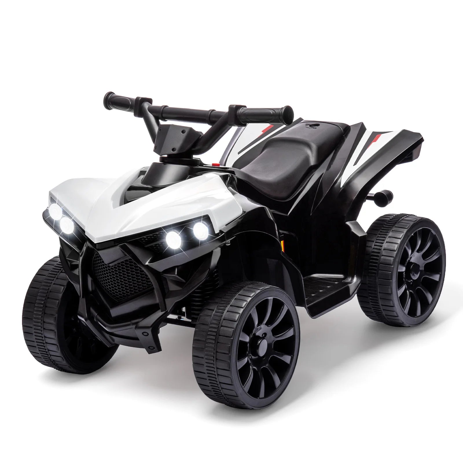 Kids 6V ATV, Ride on Quad Car Toy with LED Lights, Music, Foot Pedal Wear-Resistant Wheels, Battery Powered Electric Vehicle AXSSIBLZ