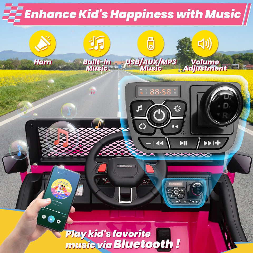 24V 4WD Ride on Car Power 4 Wheels w/Gift Flower, Remote Control, 2 Seater, 4X200W Motor, 3 Speeds, Pop Music, Spring Suspension AXSSIBLZ