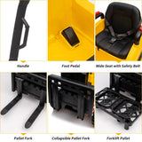 12V Kids Ride on Forklift Car with Tent, Electric Ride On Construction Car with RC, Liftable Fork and Pallet, 2 Speeds, Music, U AXSSIBLZ