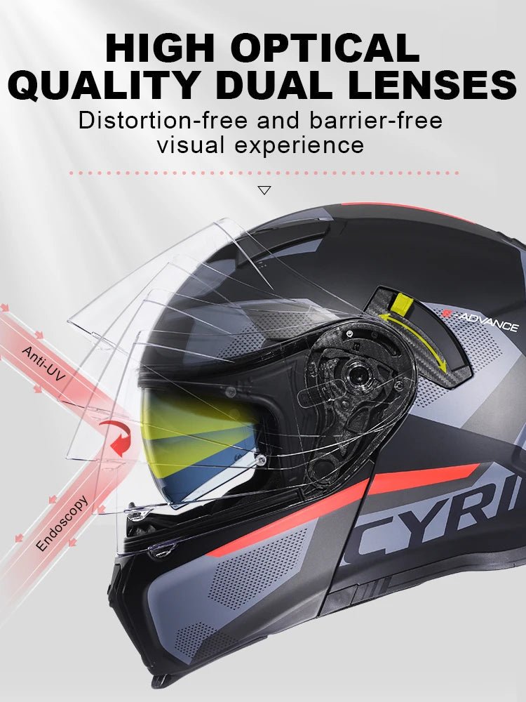 Motorcycle Helmet Dual Visor Modular Flip Up Full Face Helmet for Adult Men Women DOT ECE Approved Casco Moto CYRIL AH121 AXSSIBLZ