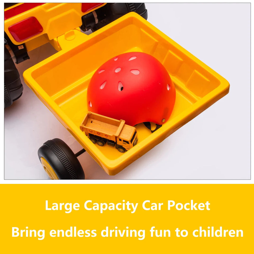 12V Kids Ride on Tractor Electric Excavator Battery Powered Motorized Car for Kids Ages 3-6, with , Detachable Trailer AXSSIBLZ