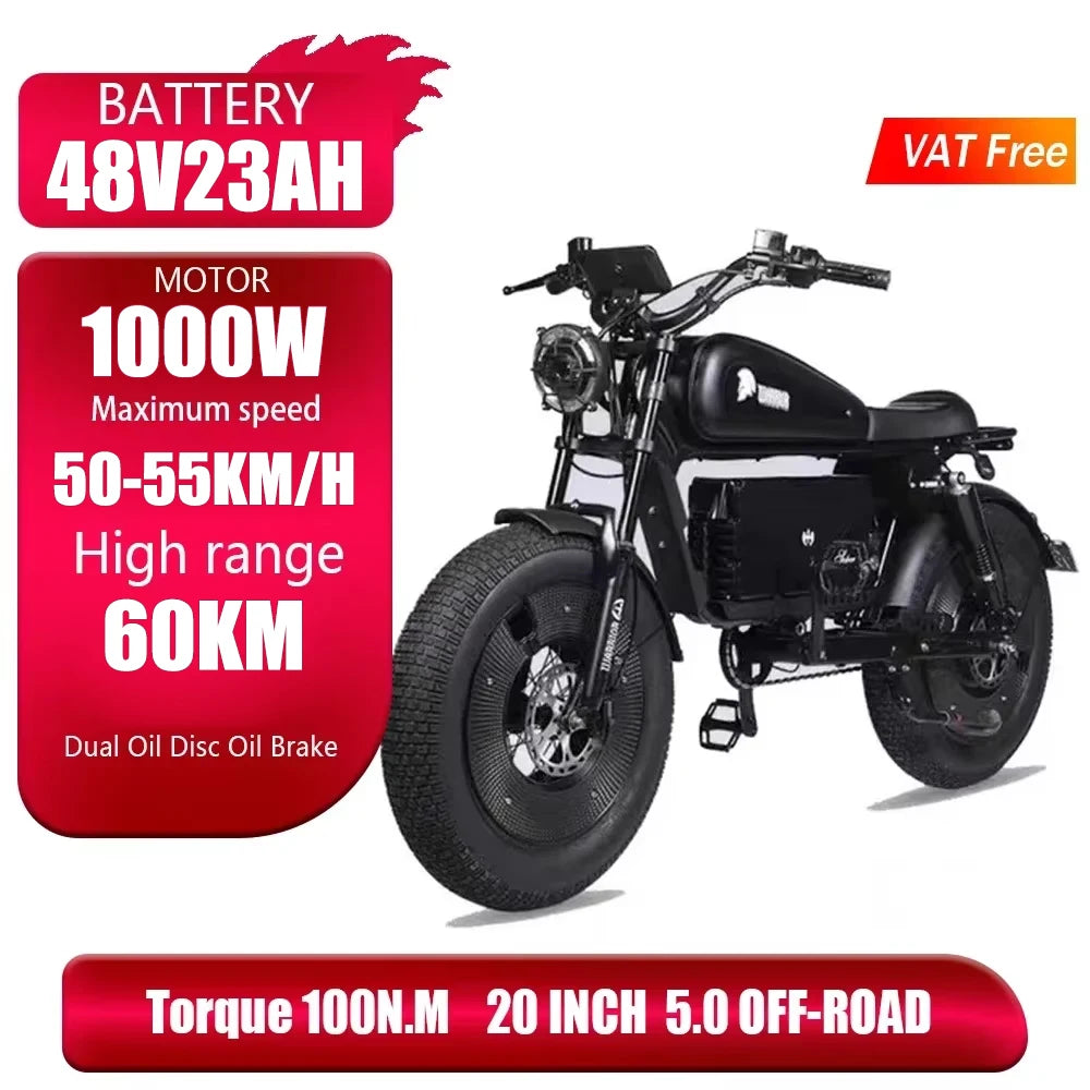 ZPW Black Warrior 1500W Motorbikes 48V 60AH Ebike Adult Road Electric Bicycle 20 inch Off-road Fat Tyre Electric Bike peak 2000w AXSSIBLZ