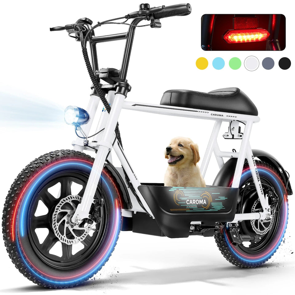 Peak 819W Electric Scooters with Seat for Adults, 16" Fat Tire for All-Terrain, Commuter Ebike for Teens, with Carry Basket AXSSIBLZ