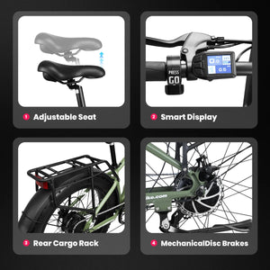 VEEFA Peak 1000W Electric Bike for Adults 48V 13Ah Removable Battery 26'' Fat Tire E Bike 28mph Mountain Ebike AXSSIBLZ