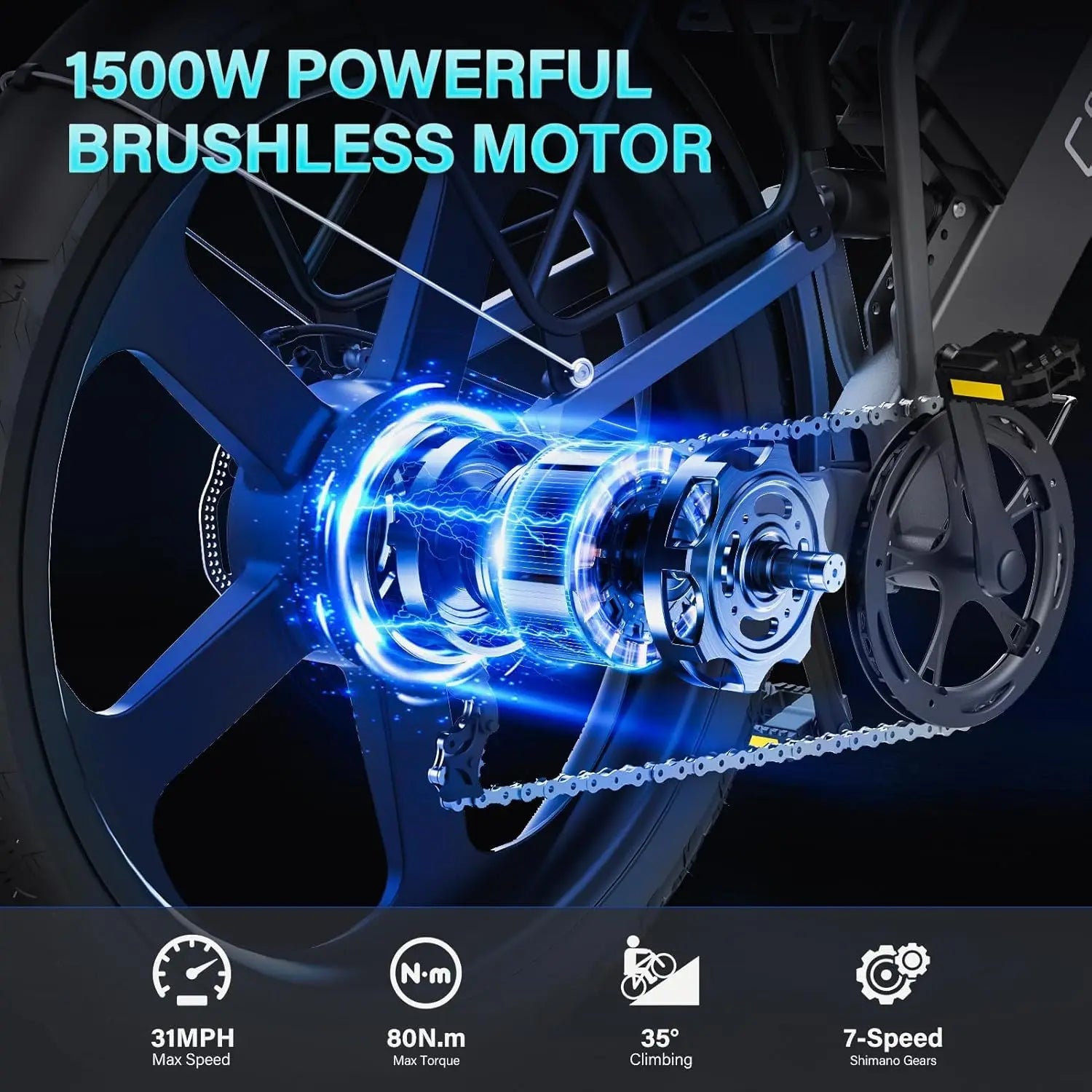 Coswheel Electric Bike For Adult T26 26Inch 1500W Mountain bike Electric Motorcycle 48V 25Ah Removable Battery Off Road EBike AXSSIBLZ