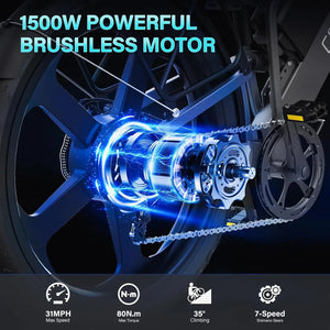 Coswheel Electric Bike For Adult T26 26Inch 1500W Mountain bike Electric Motorcycle 48V 25Ah Removable Battery Off Road EBike AXSSIBLZ
