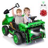 24V Ride on Toys w/Remote Control, 2 Seater 400W Ride on Dump Truck, Electric Powered Ride on w/Dump Bed, 3 Speeds, Shovel, Blue AXSSIBLZ