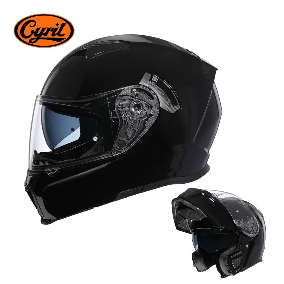 Motorcycle Helmet Dual Visor Modular Flip Up Full Face Helmet for Adult Men Women DOT ECE Approved Casco Moto CYRIL AH121 AXSSIBLZ