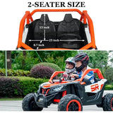 24V 7AH 2 Seater Power 25" 4WD Largre Kids' Electric Vehicles with Remote Control UTV Ride EVA Tires, Spring Absorbers, Orange AXSSIBLZ