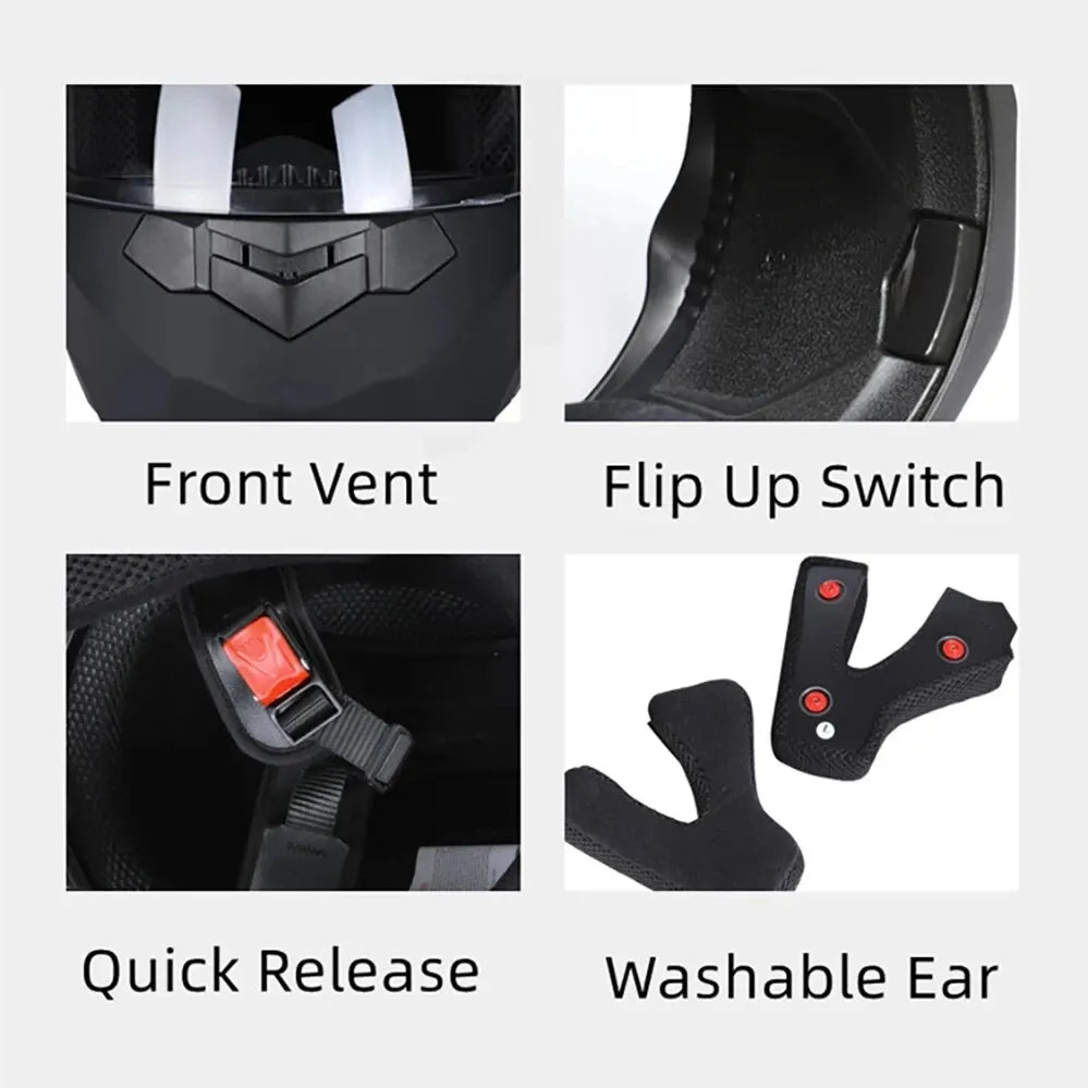 Personalised Dual Lens Flip Up Helmets Motocross Racing Modular Cascos Para Moto Men Women Fashion Full Face Motorcycle Helmet AXSSIBLZ