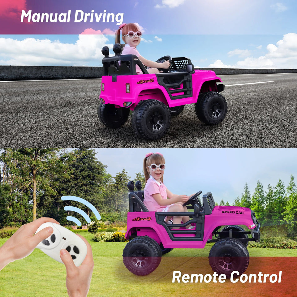 12V Ride On Car, Electric Car for Kids, 12V Ride on Toys, Kids Cars with 3 Speeds Adjustable w/Bluetooth, Parent Remote Control AXSSIBLZ