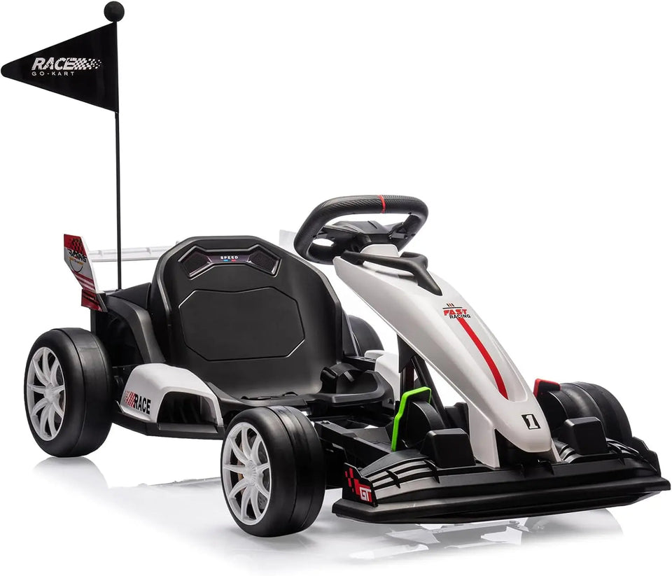 24V Go Kart, Electric Drift Kart Car with Adjustable Seat, Outdoor Ride On Toy with Variable Speed Mode, High-Speed Racing AXSSIBLZ