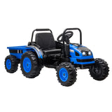 12V Kids Ride-On Tractor with Trailer,Remote Control,Music,LED Light,Rear Wheels Suspension,Battery Powered Electric Vehicle Toy AXSSIBLZ
