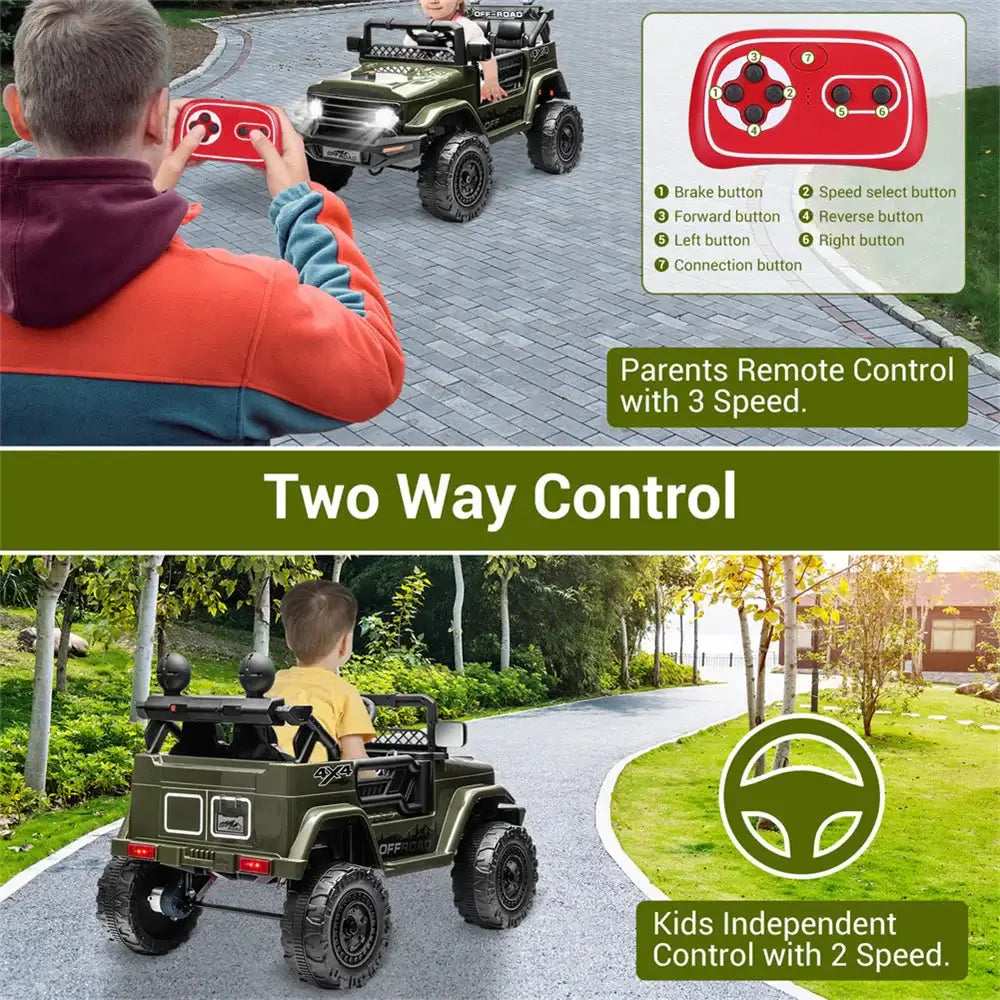 12V 3-8 Years Kids Ride On Car with 2 Seater Electric Vehicle Toy Truck w/Remote Control Rechargeable Christmas Gift AXSSIBLZ