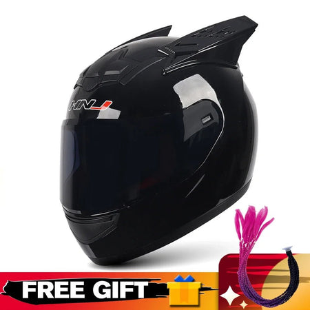 Helmets Motorcycle Personality Horn Motocross Helmet Full Face Motorbike Helmet Breathable Casco Ear Moto Helmets for Men Women AXSSIBLZ