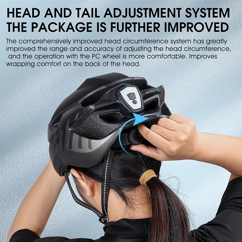 WEST BIKING Integrated Ultralight Bike Helmet With Taillight Goggle Men Women Cycling Safety Hat MTB Road Bike Motorcycle Helmet AXSSIBLZ
