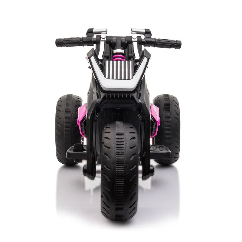 12V Three-wheel Ride On Motorcycle, Kids Electric Motorbike with Horns, LED Lights, Gift for Kids 3-8 Years,Rosy AXSSIBLZ