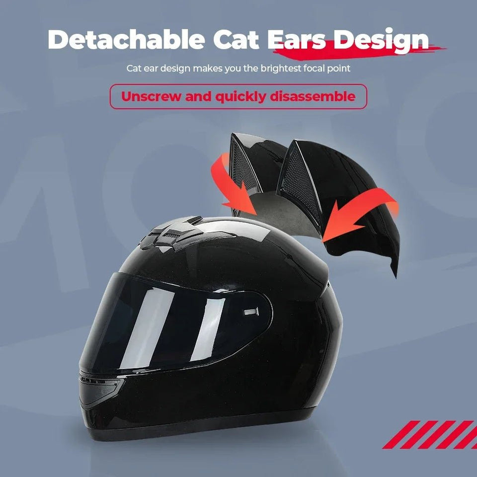 Motorcycle Helmet Detachable Full Face DOT Certification Safety Cat Ears Moto Helmets For Women Breathable Soft Comfort Lining AXSSIBLZ