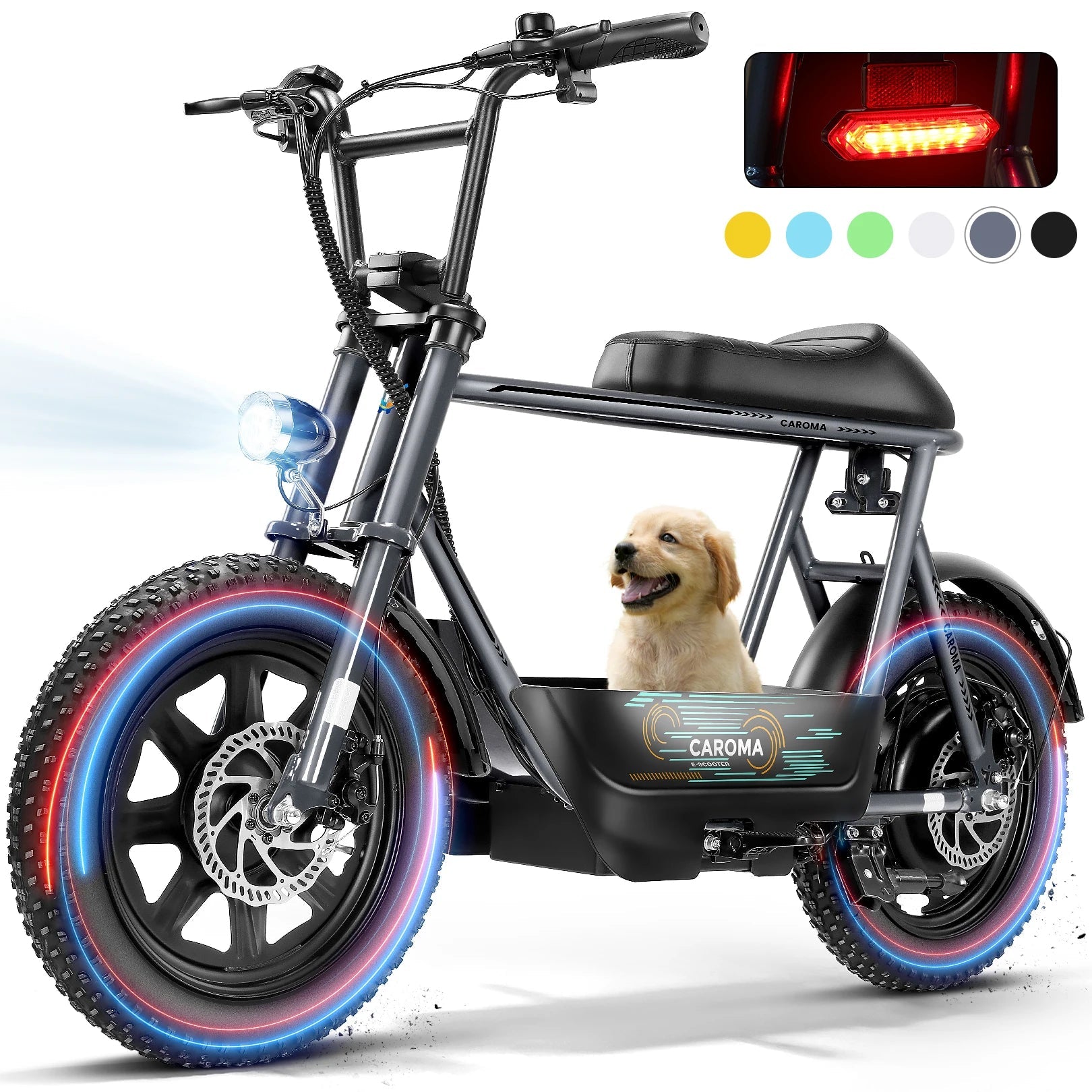Peak 819W Electric Scooters with Seat for Adults, 16" Fat Tire for All-Terrain, Commuter Ebike for Teens, with Carry Basket AXSSIBLZ