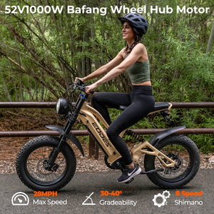 1000W mountain adult electric bicycle 48V20AH motorcycle style electric bicycle 20 inch dual oil disc off-road electric bicycle AXSSIBLZ