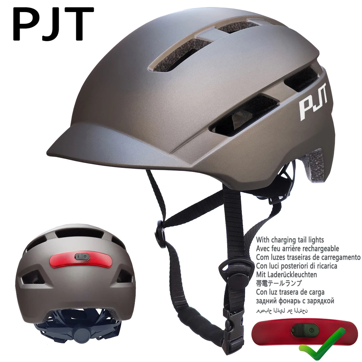 PJT NightRider Helmet – In-Mold MTB & Road Helmet with USB Rechargeable Safety Tail Light AXSSIBLZ