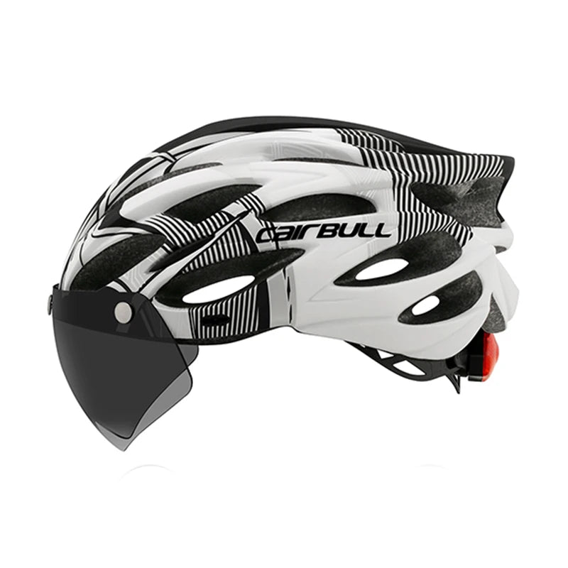 Lightweight Bicycle Helmet MTB Mountain Road Comfortable Breathable Led Safety Bike Helmets Men Women Detachable Goggles 54-62CM AXSSIBLZ