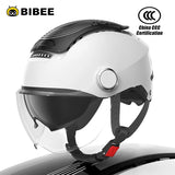 BIBEE Electric Motorcycle Helmet Summer Breathable Electric Bike Open Face Helmet Men Women Dual Lenses Jet Scooter Half Helmets AXSSIBLZ
