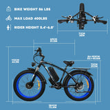 Baolujie 2000W Electric Bike with 20AhRemovable Battery 26"×4"Fat Tire Ebike for Adults 35MPH 80MilesElectric Bicycles AXSSIBLZ