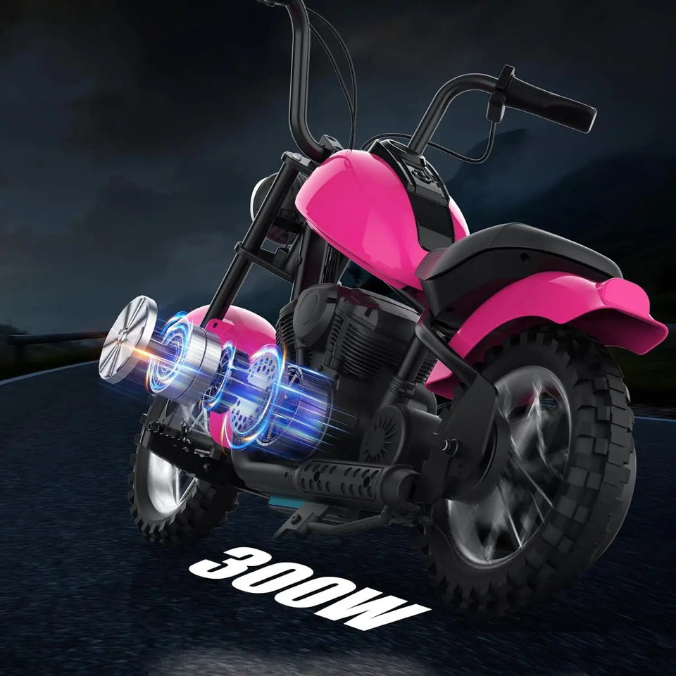 24V Electric Dirt Bike, 250W Electric Motorcycle w/LED Light, Leather Seat- Two Speed Max Up to 14MPH & 60 Minutes Motorbike AXSSIBLZ