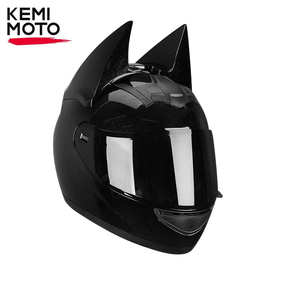 Motorcycle Helmet Full Face Bat Ears For Man Detachable Horns Summer Breathable Motorcross Racing MotorBike Safety Moto Helmets AXSSIBLZ