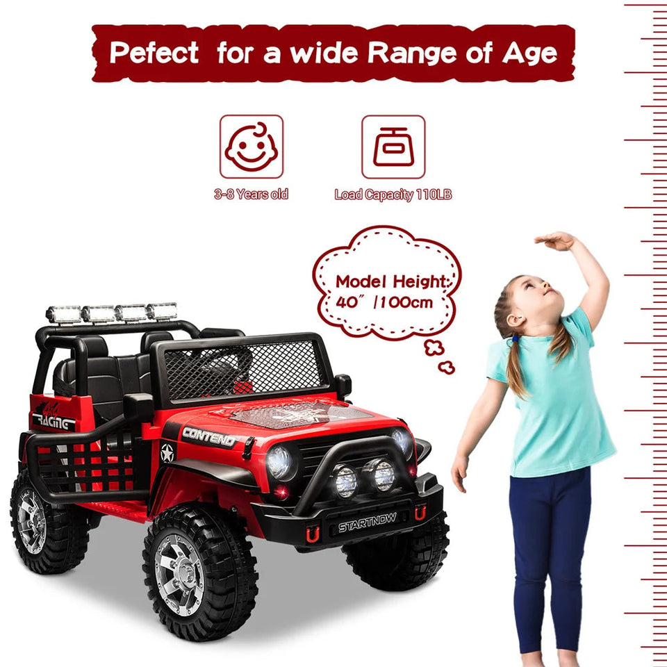 12V Battery Powered  Ride On Car 2 Seater kids Electric Vehicle Toy Truck w/Remote Control Equipped with Music AXSSIBLZ