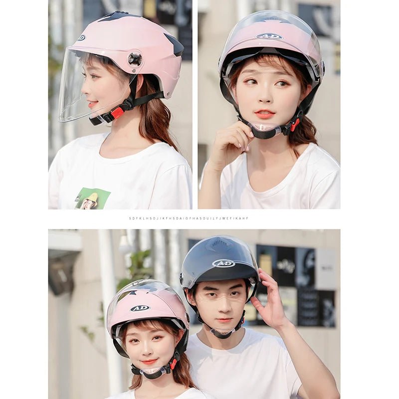 Motorcycle Helmets With Led Lights Moped Helmet Electric Scooter for Men Women With Double Visor Rechargeable Bicycle Light Bike AXSSIBLZ