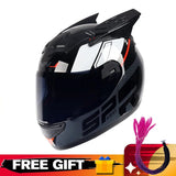 Helmets Motorcycle Personality Horn Motocross Helmet Full Face Motorbike Helmet Breathable Casco Ear Moto Helmets for Men Women AXSSIBLZ