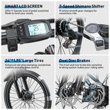26" 24" Electric Bike For Adults With 500W Powerful Motor 36V 374Wh/468Wh Battery, Up To 30 Miles, 19 MPH,Electric Mountain Bike AXSSIBLZ