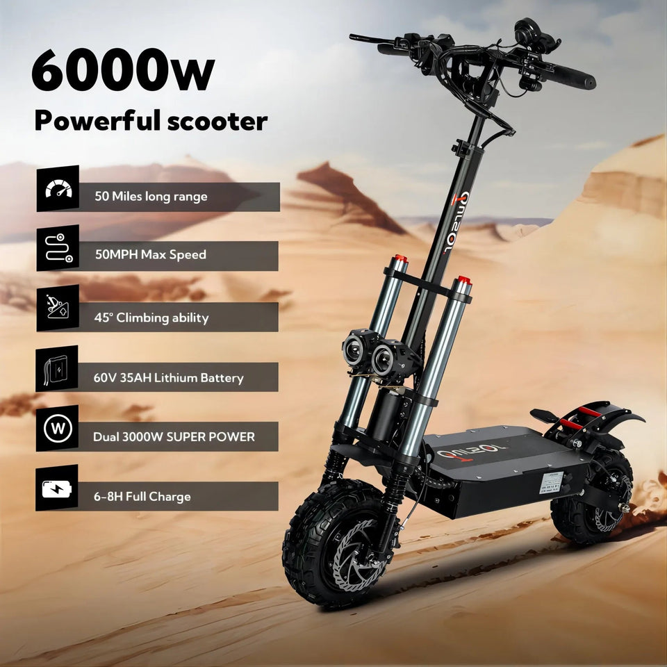 TOURSOR E5B Electric Scooter Adults, 60V 40AH 6000W Dual Power Motor Top Speed Of 50mph Up to 60 Miles on a Full Charge AXSSIBLZ