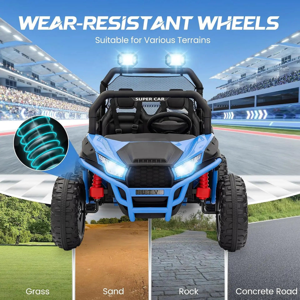 24V Ride on UTV Kids Car with Remote Control, Ride on Truck with Spring Suspensions, 2 Speeds,Lights, Treaded Tires AXSSIBLZ