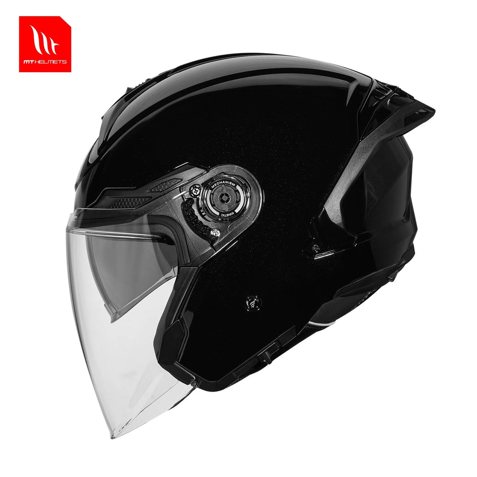 MOTORCYCLE MT HELMETS  COSMO SV SOLID GLOSS  BLACK DUAL VISOR QUICK DEDUCTION AXSSIBLZ