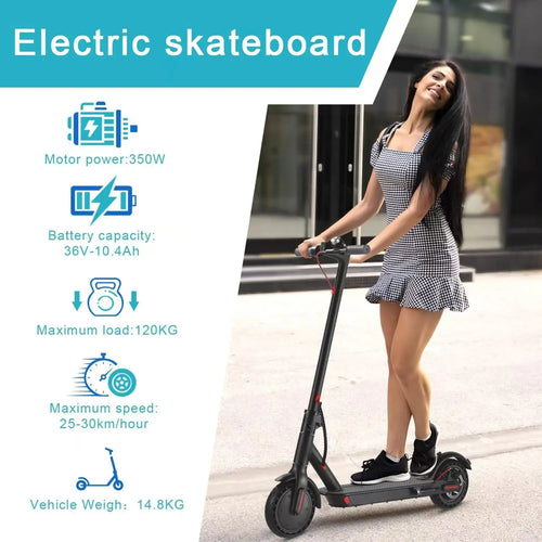 E-Scooter Foldable Waterproof Adult Electric Scooter 8.5Inches Explosion-Proof Tire 36V 350W 10.4Ah Configuration Smart AXSSIBLZ