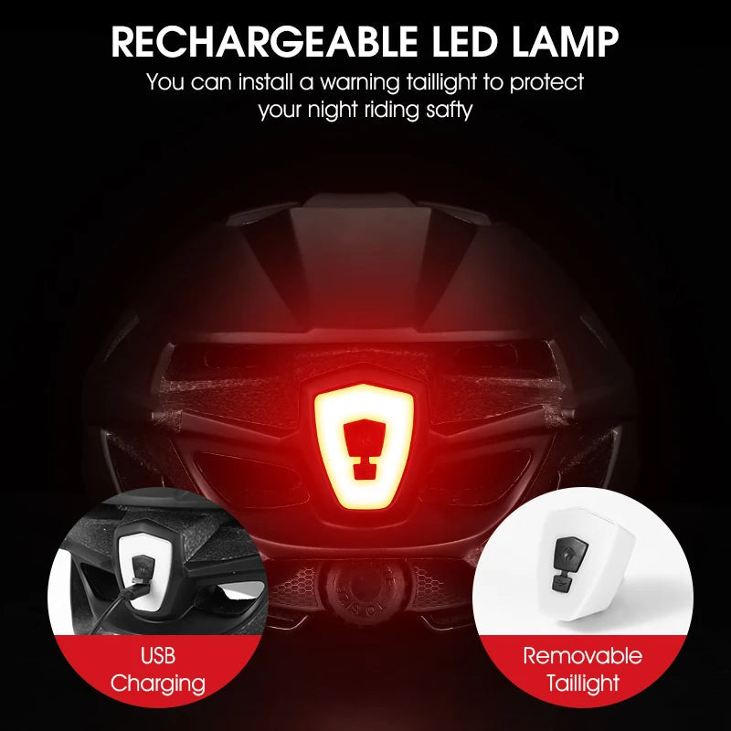 WEST BIKING Integrated Ultralight Bike Helmet With Taillight Goggle Men Women Cycling Safety Hat MTB Road Bike Motorcycle Helmet AXSSIBLZ