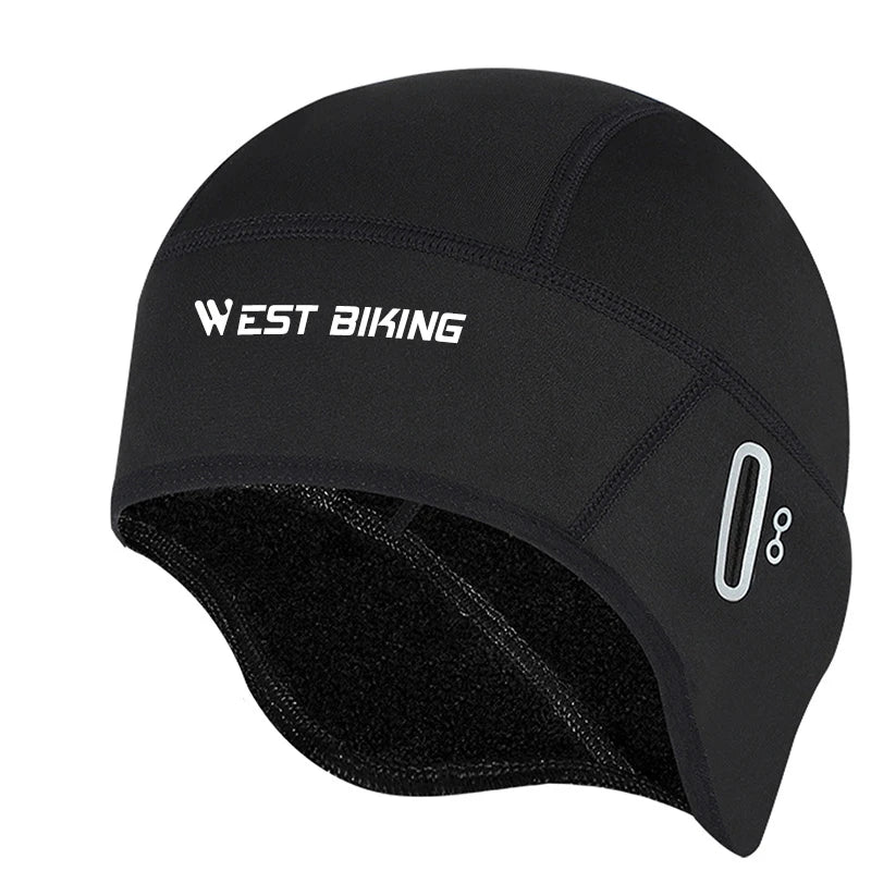 WEST BIKING Winter Fleece Cycling Cap Windproof Thermal Skull Cap Helmet Liner Running Skiing Motocycle Riding Men MTB Bike Hat AXSSIBLZ
