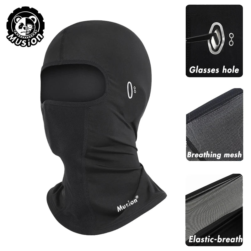 Musion Cycling Helmet Balaclava with Glasses Hole Motorcycle Full Face Mask Sun Protection Ice Silk Biker Headgear Breathable fo AXSSIBLZ