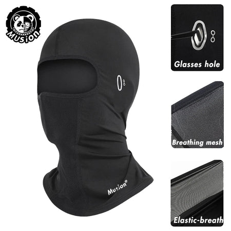 Musion Cycling Helmet Balaclava with Glasses Hole Motorcycle Full Face Mask Sun Protection Ice Silk Biker Headgear Breathable fo AXSSIBLZ