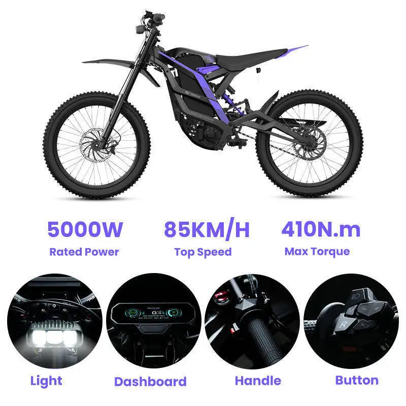 Falcon Pro 72V Electric Off-Road Bike 35Ah Long Range Full Suspension Ultimate Racing Dirt Motorcycle AXSSIBLZ